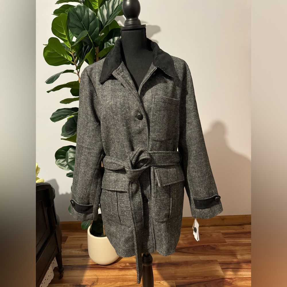 Steve Madden Charcoal Belted Trench Coat